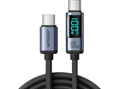 Kabel USB-C - USB-C JOYROOM z wyświetlaczem LCD PD 100W 1.2m Czarny