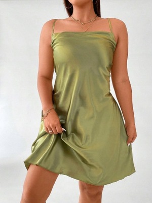 shein vno ramiączka zielona satynowa basic sukienka 52