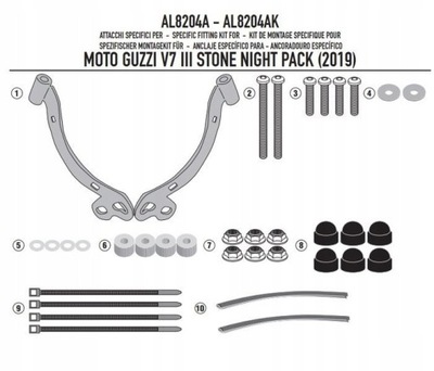 TVIRTINIMAS STIKLŲ 100ALBK, 140AK, 140SK MOTO GUZZI V7 III STONE NIGHT PACK (19 