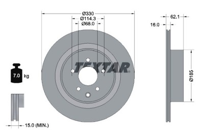 TEXTAR ГАЛЬМІВНІ ДИСКИ ГАЛЬМІВНІ 2 ШТУКИ. ЗАД INFINITI EX 3.5 3.7 10.08-