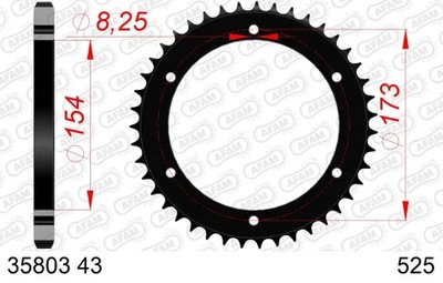 AFAM ENGRANAJE PARTE TRASERA 525 43 DIENTES APRILIA RST 1000 FUTURA 01-04  