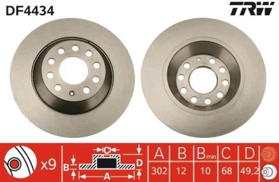 2X DISCO DE FRENADO VW PARTE TRASERA A6 2,0-4,2 DF4434  