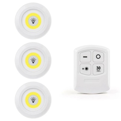 Lampa LED COB pod szafką lampka nocna bezprzewodowa pilot 3* lampka zestaw