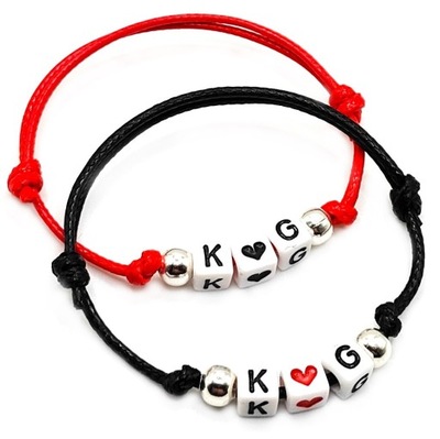 KOMPLET BRANSOLETKA DLA PAR SERCE WALENTYNKI NAPIS