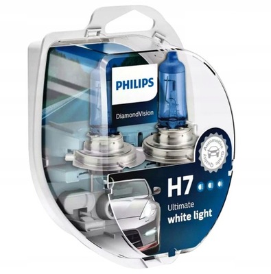 2ks ŽIAROVIEK H7 PHILIPS DIAMOND VISION BIELA 5000K WHITE EFEKT XENON - LED