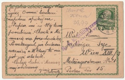 Złoczów (kresy). Kartka pocztowa ze Złoczowa do Wiednia