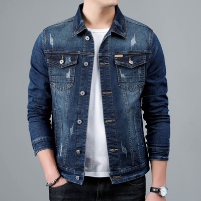 Męska myta vintage classic denim kurtka bawełna