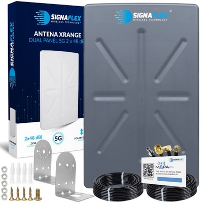 Komplet Antena Signaflex XRANGE 2x48dBi 4G/5G 12m FMEż + konektor TS9