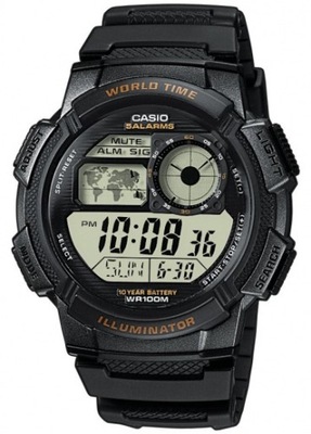 Wodoodporny zegarek męski CASIO alarm stoper