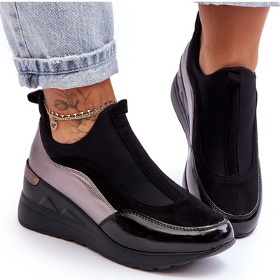 Damskie Wsuwane Buty Sportowe Na Koturnie r.38