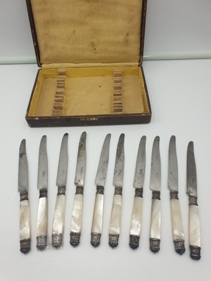 Noże z masą perłową Francja antyk 1900 r