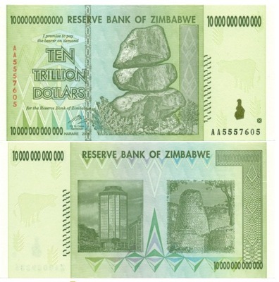 ZIMBABWE 10000000000000 DOLARÓW 2008 P-88 UNC AA