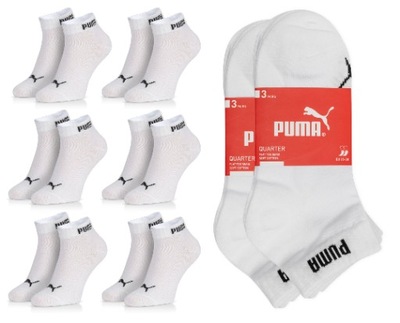 Puma ponožky quarter členky 6 párov 39/42 biele