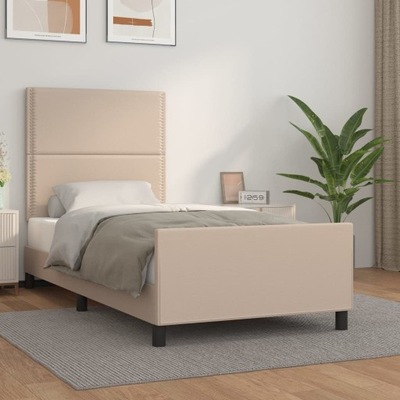 Rama łóżka z zagłówkiem, cappuccino, 100x200 cm, sztuczną skórą