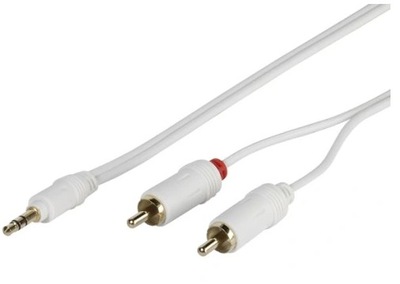 Vivanco Kabel Przewód Mały Jack 3,5mm / 2xRCA Cinch Y 1,8m 24K Biały 31006