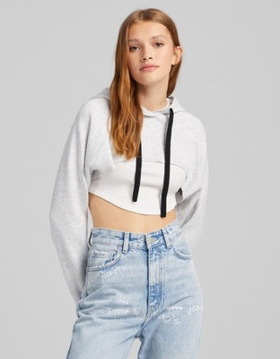 BERSHKA_KRÓTKA BLUZA CROP OVERSIZE 7229693 R.S