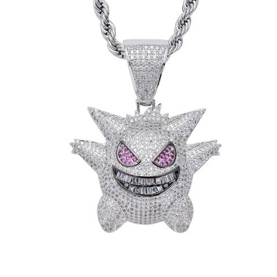 Hip Hop Ice Out Square Crystal S-A-V-A-G-E Letter Pendant Necklace for Men