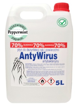 Płyn do dezynfekcji rąk Kala AntyWirus Peppermint 70% alk. 5 l (c)