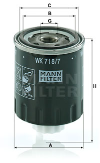 FILTRO COMBUSTIBLES MANN-FILTER WK718/7 WK7187  