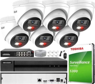 Zestaw Monitoringu 6 Kamer IP Hilook By Hikvision 2K 4Mpx LED/IR PoE Apka