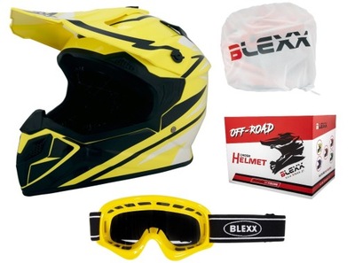 CASCO CROSS DZIECIECY BLEXX QUAD ROWER BMX ENDURO ECE XL + GAFAS Y REGALO  