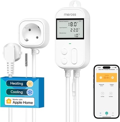 E18 Meross MTS960 Inteligentny termostat z gniazdem Wi-Fi