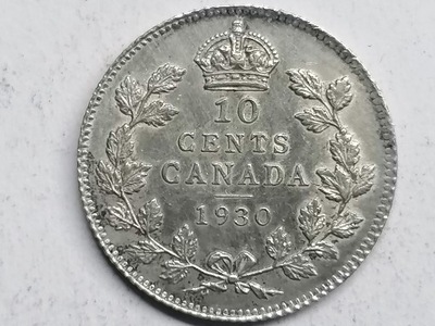 KANADA 10 CENT 1930r (49) SREBRO