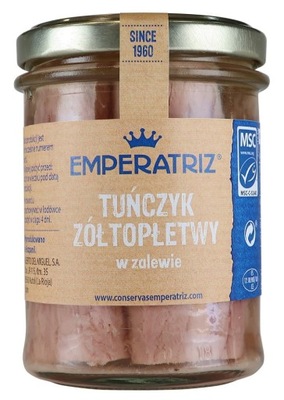 TUŃCZYK ŻÓŁTOPŁETWY FILETY MSC W SOSIE WŁASNYM 200 g (140 g) (SŁOIK)
