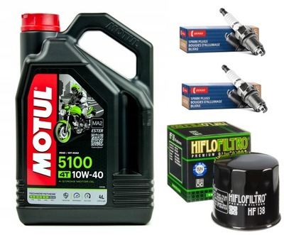 ACEITE MOTUL + FILTRO HF138 + BUJÍAS DENSO U24ESR-N, SUZUKI AN650, 02-19R.  