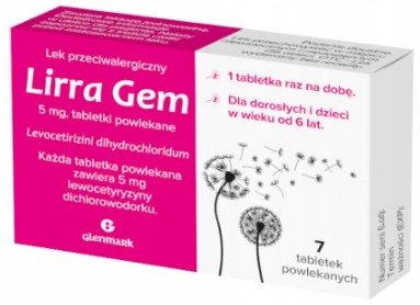 Lirra Gem Lek na alergię 5 mg 7 tabletek