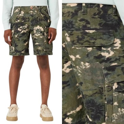 Wrangler CASEY JONES CARGO SHORTS Really KRÓTKIE BEŻOWE SPODENKI MORO W33