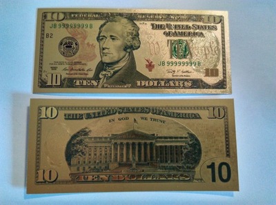 STANY ZJEDNOCZONE - 10 dolarów - banknot pozłacany