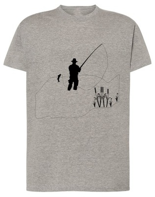 Fajny T-Shirt wędkarski nadruk wędkarz ryba r.XXL