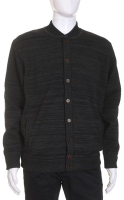 BREIDHOF rozpinany grafitowy sweter męski na podszewce w melanżu 54 XL