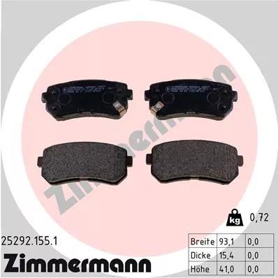 ZIMMERMANN 25292.155.1 КОМПЛЕКТ КОЛОДОК ТОРМОЗНЫХ,