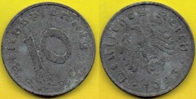 NIEMCY 10 Reichspfennig 1943 r. D - Zn