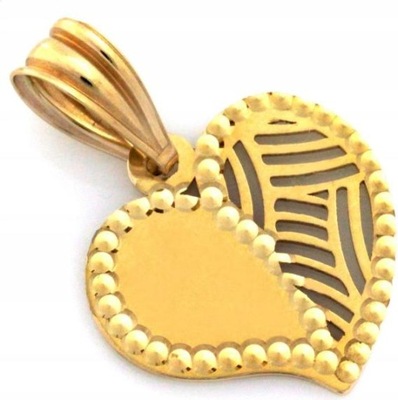 Zawieszka złote serce 585 serduszko z żółtego złota z kuleczkami 14K modne