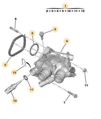 Корпус термостата peugeot оригінальний номер 9808647280 фото №1
