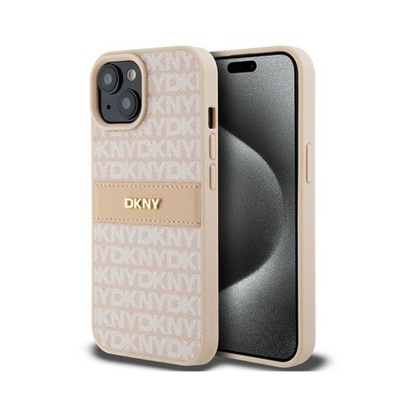 DKNY LEATHER MONO STRIPE & METAL LOGO - ETUI IPHONE 15 PLUS / 14 PLUS (