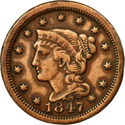 Moneta, USA, Braided Hair Cent, Cent, 1847, U.S. M