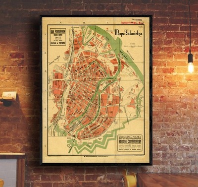 Stary plan Wolne Miasto Gdansk 1921r. 50x40cm