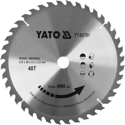YATO ŠTÍT WIDIOWA NA DREVO 315 x 30 mm, 40T