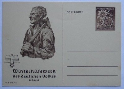 III Rzesza kartka pocztowa, WHW – Luty 1938/1939