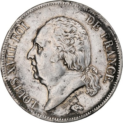 Francja, 5 Francs, Louis XVIII, 1824, Lille, Srebr