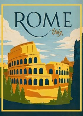 Roma Rzym Włochy Plakat Vintage Retro 90x60