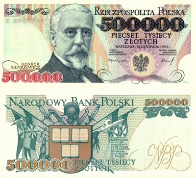 POLSKA - 500000 ZŁOTYCH - 1993 - P-161 UNC seria L