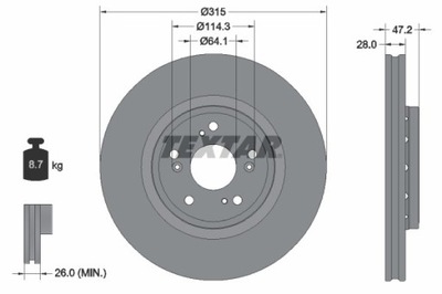 2X DISKU STABDŽIŲ HONDA PRIEK. CR-V 1,6/2,2 I-DTEC 12- 92283303 