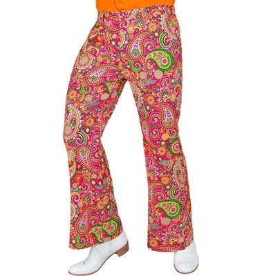Spodnie męskie lata 60 70 paisley hipis różowe XXL