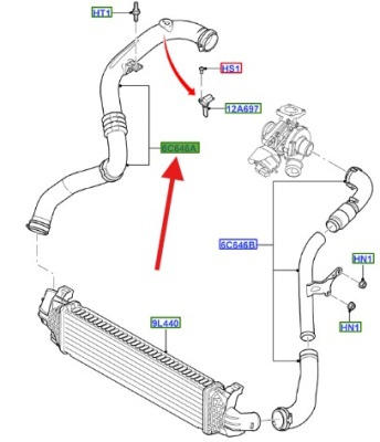Шланг труба інтеркулер ford mondeo smax 1.8 tdci 1521483 _ 6g91-6c646-bf фото №1