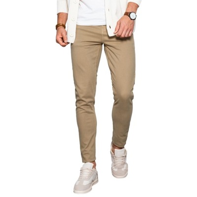 Spodnie męskie chino casual P1059 beżowe XL